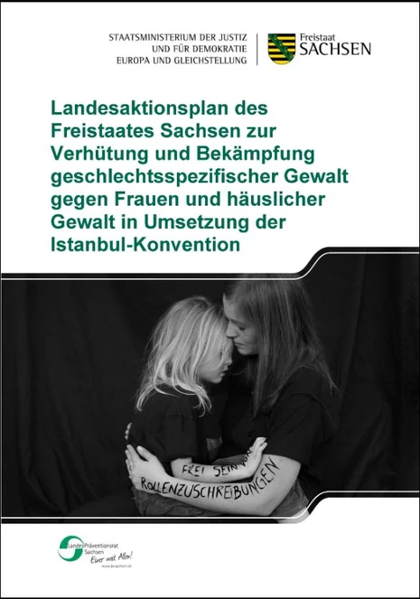 schwarzer Untergrund darauf eine Frau mit einem Kind die sich gegenseitig in den Armen halten