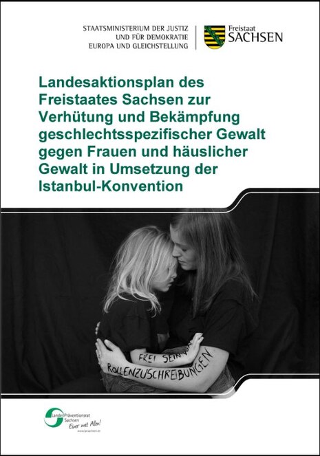 schwarzer Untergrund darauf eine Frau mit einem Kind die sich gegenseitig in den Armen halten